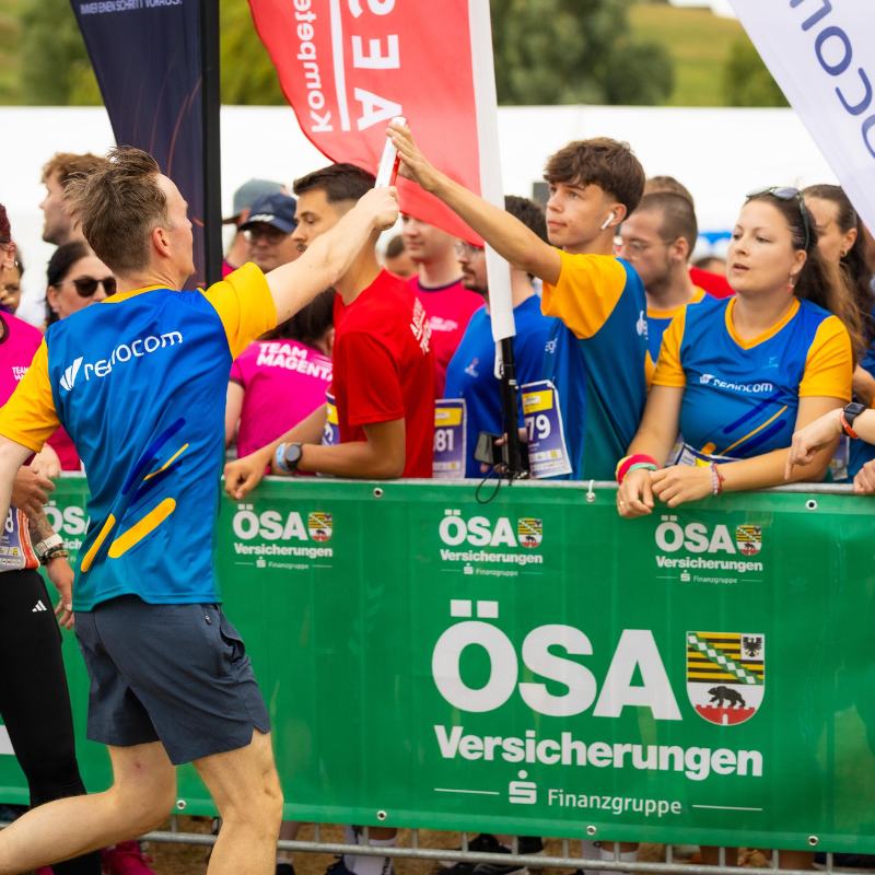 Übergabezone beim Firmenstaffellauf